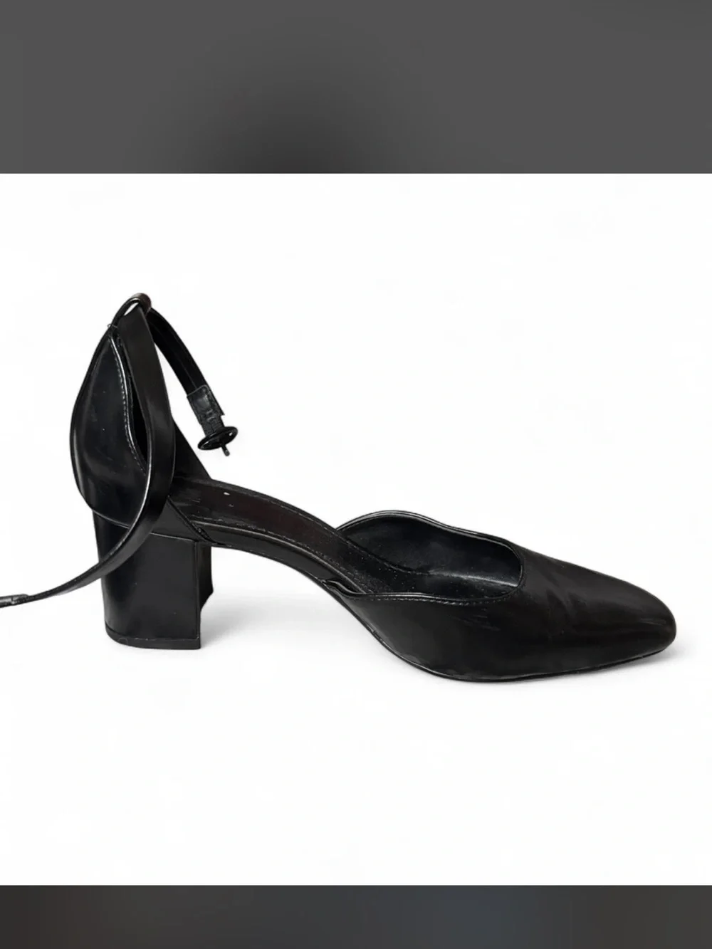 Classic Black Ankle-Strap Block Heel Pumps